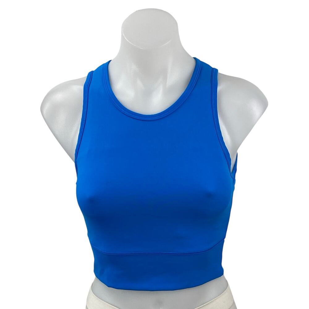 Lululemon Align Blue Mesh High Neck Cutout Yoga Workout Athletic Crop Top Size 4